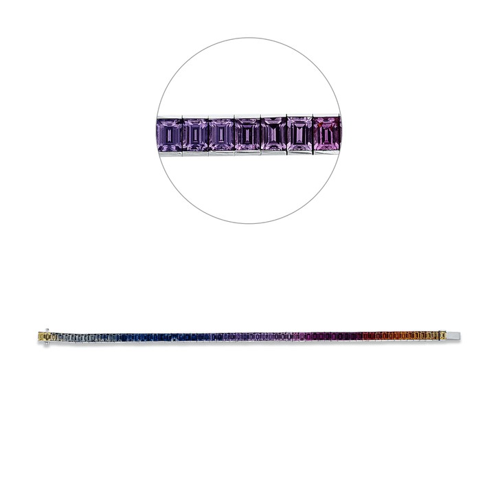 Armband aus 750 Weißgold 64 Saphire