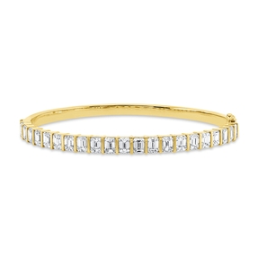 Armreif aus 750 Gelbgold 22 Diamanten Smaragd-Schliff 6,86ct TW-SI 48x58mm
