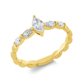 Ring aus 750 Gold Gelbgold 5 Diamanten 0,52ct TW-SI B:7,2mm