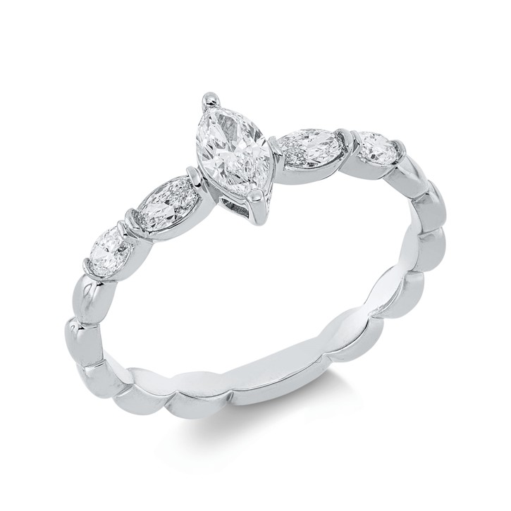 Solitaire Ring aus 750 Weißgold 5 Diamanten 0.54ct