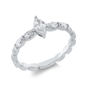 Solitaire Ring aus 750 Gold Weißgold 5 Diamanten 0,54ct TW-SI B:7,2mm