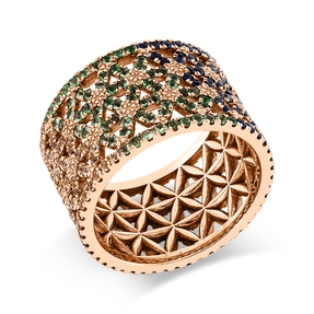 Ring aus 750 Gold Rotgold 338 Saphire 2,83ct mehrfarbig B:12,8mm Ring aus 750 Gold Rotgold 338 Saphire 2,83ct mehrfarbig B:12,8mm