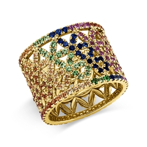 Ring aus 750 Gold Gelbgold 320 Saphire 4,02ct mehrfarbig B:15,1mm Ring aus 750 Gold Gelbgold 320 Saphire 4,02ct mehrfarbig B:15,1mm