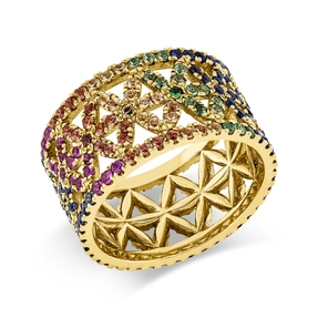 Ring aus 750 Gold Gelbgold 229 Saphire 2,86ct mehrfarbig B:11,1mm