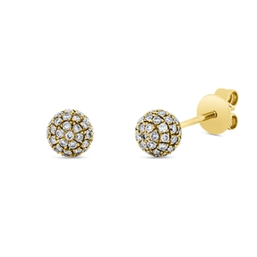 Pavé Ohrstecker aus 750 Gold Gelbgold 86 Brillanten 0,38ct braun Ø5mm