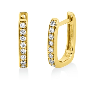 Creolen aus 750 Gold Gelbgold 16 Brillanten 0,12ct W-SI 11,1x2mm