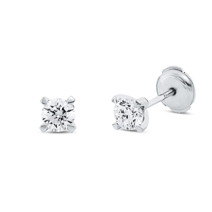 Solitaire Ohrstecker aus 750 Weißgold 2 Brillanten 1ct