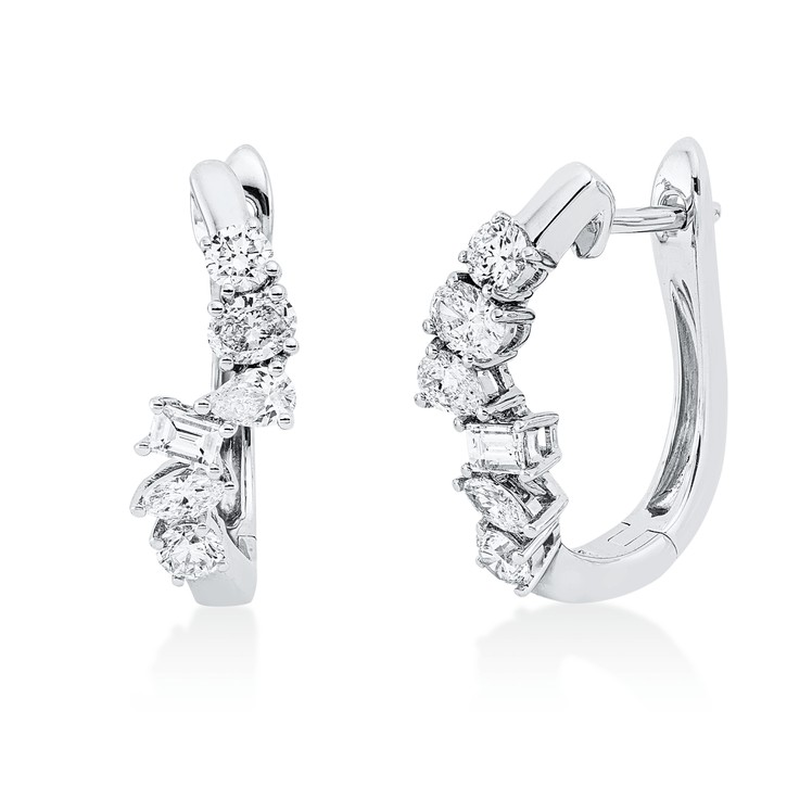 Creolen aus 750 Weißgold 12 Brillanten 0.85ct
