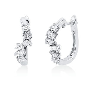 Creolen aus 750 Gold Weißgold 12 Diamanten 0,85ct TW-SI 17,2x5,6mm