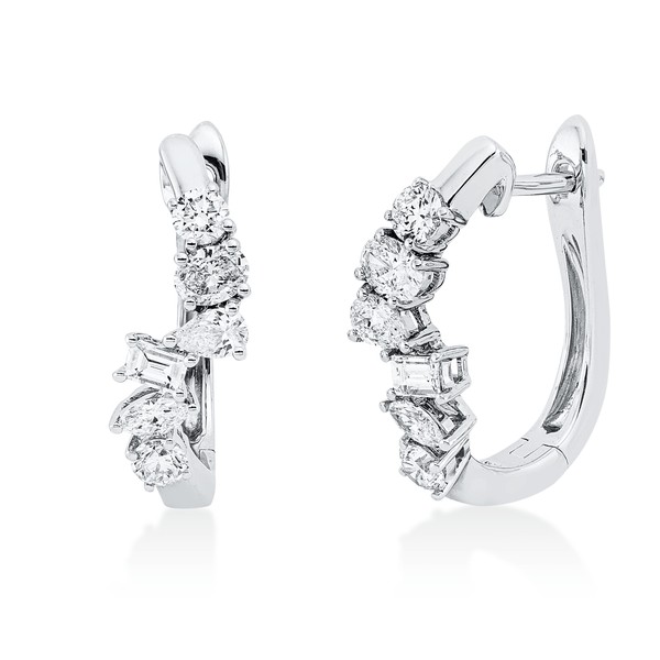 Creolen aus 750 Weißgold 12 Brillanten 0.85ct