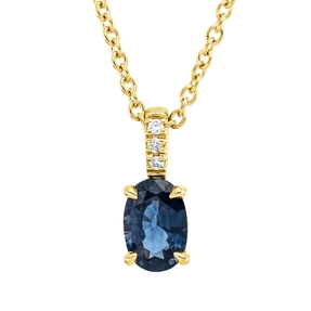 Collier aus 750 Gelbgold Saphir 0,46ct blau 3 Brillanten 0,02ct TW-SI L:45cm Collier aus 750 Gelbgold Saphir 0,46ct blau 3 Brillanten 0,02ct TW-SI L:45cm