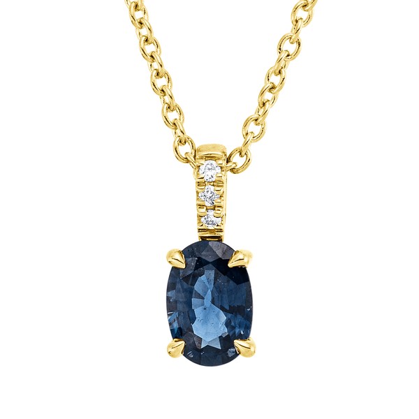 Collier aus 750 Gelbgold Saphir 3 Brillanten 0.02ct