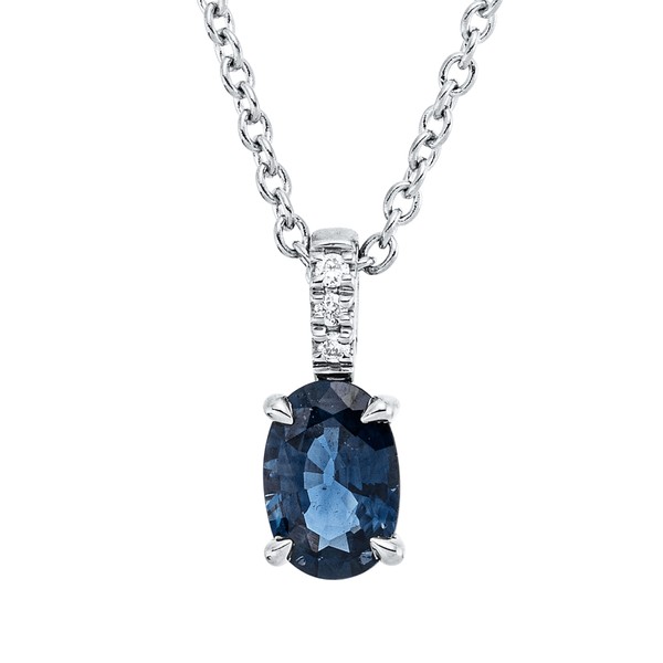 Collier aus 750 Weißgold Saphir 3 Brillanten 0.02ct