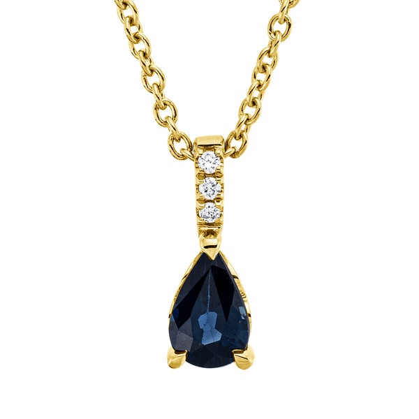 Collier aus 750 Gelbgold Saphir 3 Brillanten 0.01ct