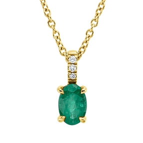 Collier aus 750 Gelbgold Smaragd 0,4ct grün 3 Brillanten 0,01ct TW-SI L:45cm Collier aus 750 Gelbgold Smaragd 0,4ct grün 3 Brillanten 0,01ct TW-SI L:45cm