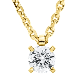 Solitaire Collier aus 750 Gold Gelbgold Brillant 0,5ct TW-VSI L:45cm 4er-Krappe
