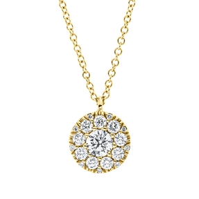 Collier aus 585 Gold Gelbgold 19 Diamanten 0,48ct TW-SI L:45,7cm