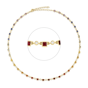 Collier aus 750 Gelbgold 37 Saphire 4,95ct mehrfarbig 37 Brillanten 0,98ct TW-SI Collier aus 750 Gelbgold 37 Saphire 4,95ct mehrfarbig 37 Brillanten 0,98ct TW-SI