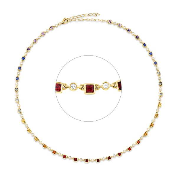 Collier aus 750 Gelbgold 37 Saphire 37 Brillanten 0.98ct