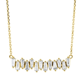 Collier aus 750 Gelbgold 13 Diamanten Trapez-Schliff 0,28ct TW-VSI L:46cm