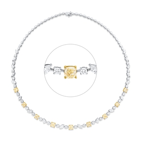 Collier aus 750 Gold gelb/weiß 53 Diamanten 10,67ct TW-SI L:43,2cm