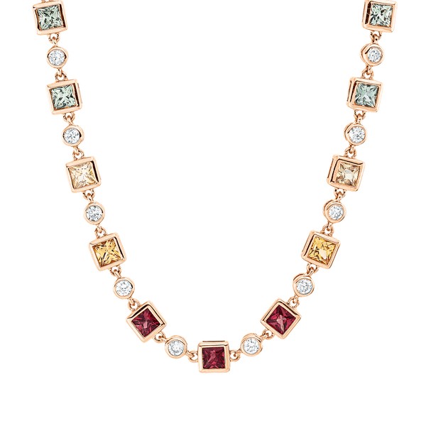 Collier aus 750 Rotgold 19 Saphire 20 Brillanten 0.54ct