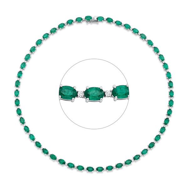 Collier aus 750 Weißgold 50 Smaragde 50 Brillanten 1.12ct