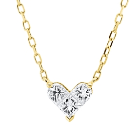 Collier Herz aus 750 Gelbgold 3 Diamanten Fanatsy-Schliff 0,37ct TW-SI L:45,7cm
