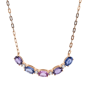 Collier aus 750 Rotgold 5 Saphire 2,84ct pink 4 Brillanten 0,18ct TW-SI L:45cm Collier aus 750 Rotgold 5 Saphire 2,84ct pink 4 Brillanten 0,18ct TW-SI L:45cm