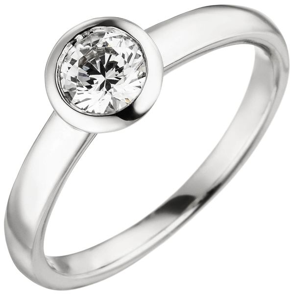 Solitär Ring aus 585 Weißgold Diamant 0.50 ct Zargenfassung