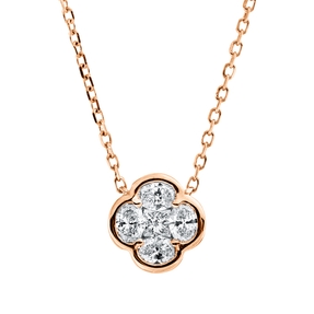 Collier aus 750 Gold Rotgold 5 Diamanten 0,39ct TW-VSI L:45cm Collier aus 750 Gold Rotgold 5 Diamanten 0,39ct TW-VSI L:45cm