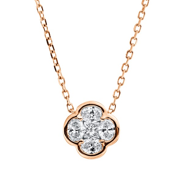 Collier aus 750 Rotgold 5 Diamanten 0.39ct