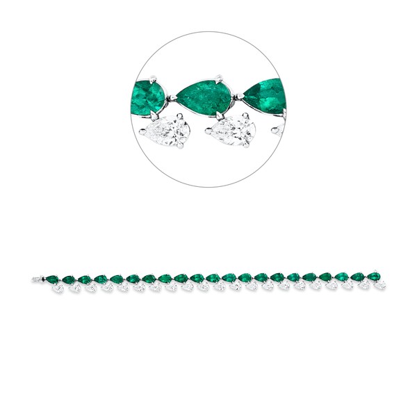 Armband aus 750 Weißgold 21 Smaragde 21 Diamanten 6.48ct