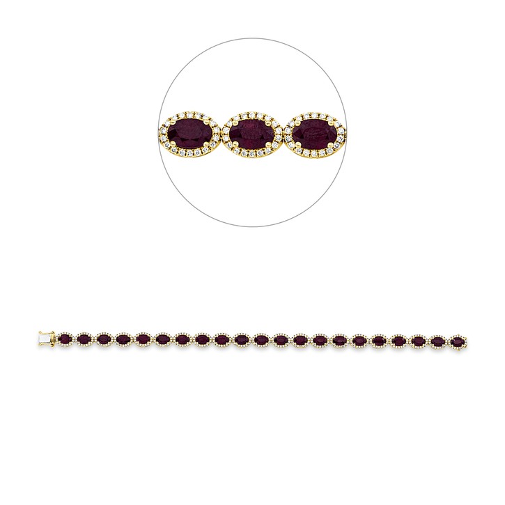 Armband aus 750 Gelbgold 21 Rubine 378 Brillanten 1.32ct