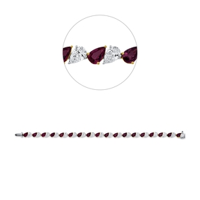 Armband aus 750 Gold gelb/weiß 18 Rubine 6,33ct rot mit Diamanten B:5,4mm L:17,3cm