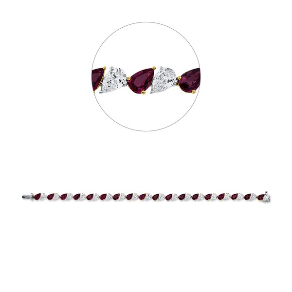Armband aus 750 Gold gelb weiß 18 Rubine 18 Diamanten 5.79ct