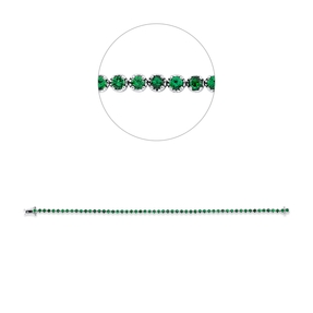 Armband aus 750 Weißgold 56 Tsavorithe 3,28ct grün B:2,9mm L:17,5cm