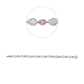 Armband aus 750 Gold weiß/rot 360 Diamanten 6,75ct TW-VSI/SI B:6,6mm L:17,2cm Armband aus 750 Gold weiß/rot 360 Diamanten 6,75ct TW-VSI/SI B:6,6mm L:17,2cm