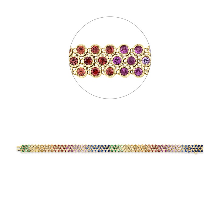 Armband aus 750 Gelbgold 165 Saphire