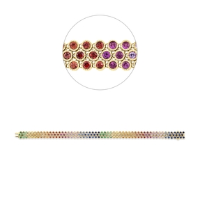 Armband aus 750 Gold Gelbgold 165 Saphire 8,86ct mehrfarbig B:7,6mm L:18cm Armband aus 750 Gold Gelbgold 165 Saphire 8,86ct mehrfarbig B:7,6mm L:18cm