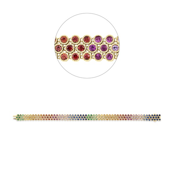 Armband aus 750 Gelbgold 165 Saphire