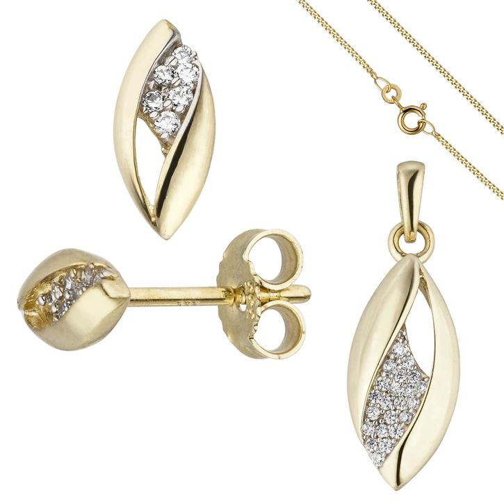 Schmuck-Set aus 333 Gelbgold mit Kette 42cm