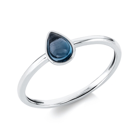 Ring Tropfen aus 750 Gold Weißgold Topas 0,46ct London Blue B:6,8mm Zarge