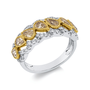 Ring aus 750 Gold gelb/weiß 61 Diamanten 1,6ct B:7,9mm