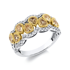 Ring aus 750 Gold gelb/weiß 60 Diamanten 1,71ct B:9,2mm