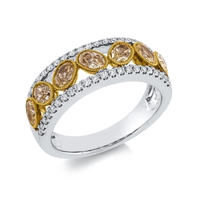 Ring aus 750 Gold gelb/weiß 51 Diamanten 1,47ct B:6,9mm