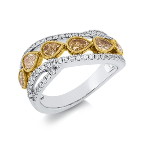 Ring aus 750 Gold gelb/weiß 72 Diamanten 1,47ct B:8,4mm