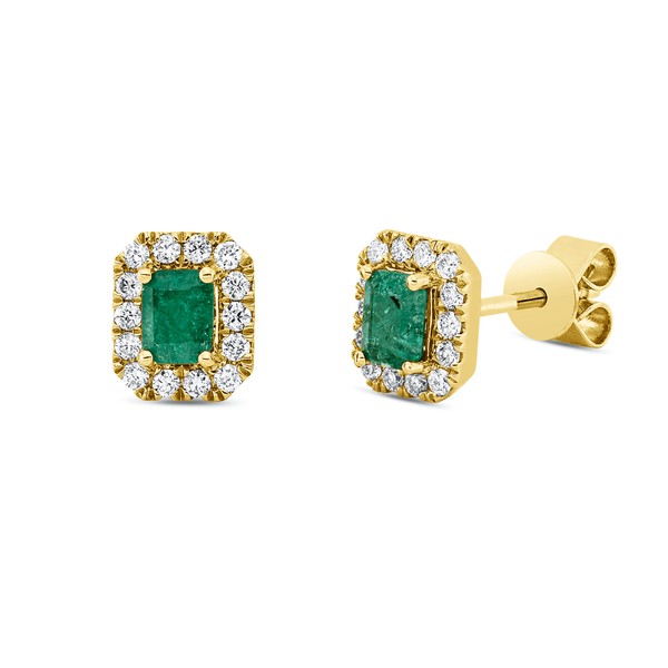 Ohrstecker aus 750 Gelbgold 2 Smaragde 28 Brillanten 0.19ct