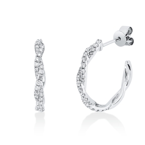 Creolen aus 750 Gold Weißgold 70 Diamanten 0,42ct TW-SI 18,5x2,2mm