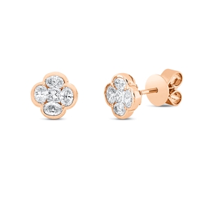 Ohrstecker aus 750 Gold Rotgold 10 Diamanten 0,74ct TW-VSI 7,7x7,7mm Ohrstecker aus 750 Gold Rotgold 10 Diamanten 0,74ct TW-VSI 7,7x7,7mm
